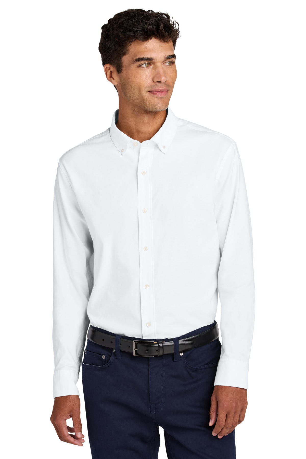 Mercer+Mettle Long Sleeve Modern Oxford Shirt MM2002 in White