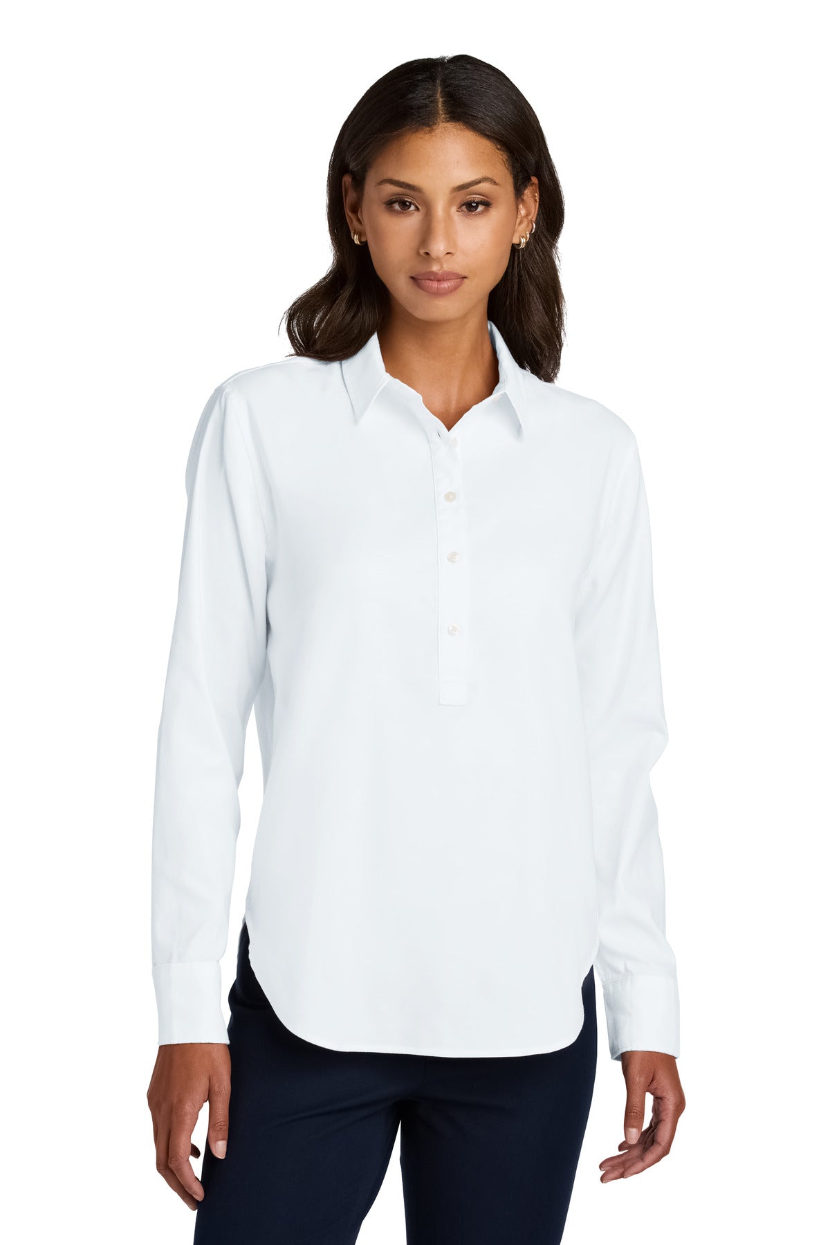 Mercer+Mettle Women's Long Sleeve Modern Oxford Shirt MM2003 in White