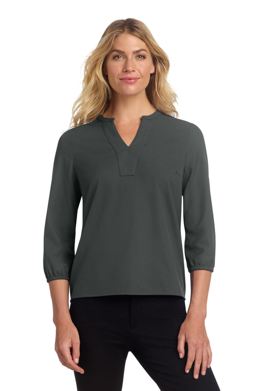 Mercer+Mettle Women's Stretch Crepe 3/4-Sleeve Blouse MM2011 in Anchor Grey