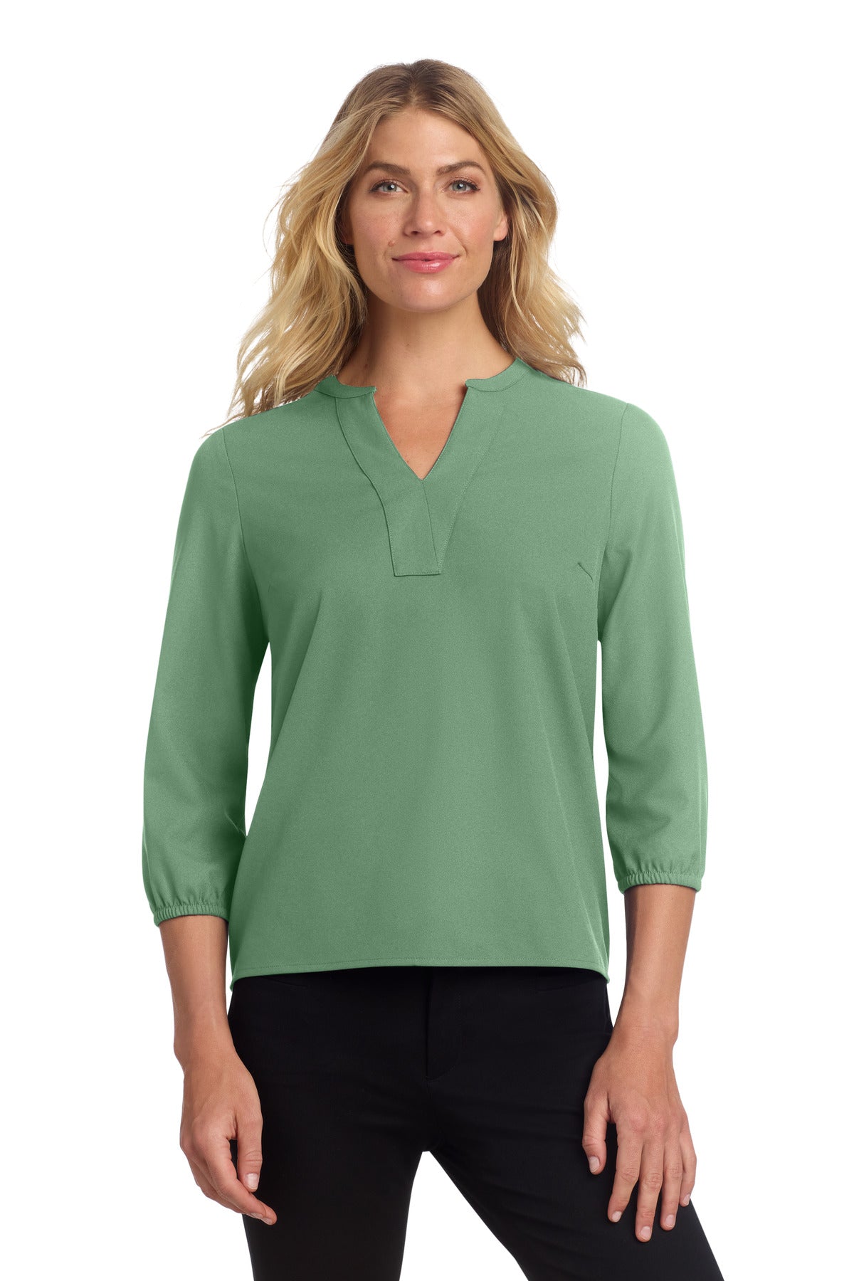 Mercer+Mettle Women's Stretch Crepe 3/4-Sleeve Blouse MM2011 in Sage