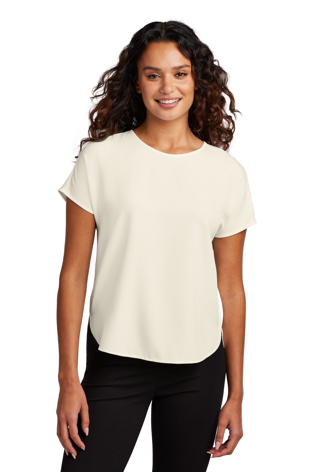 Mercer+Mettle Women's Stretch Crepe Crew MM2015 in Ivory Chiffon
