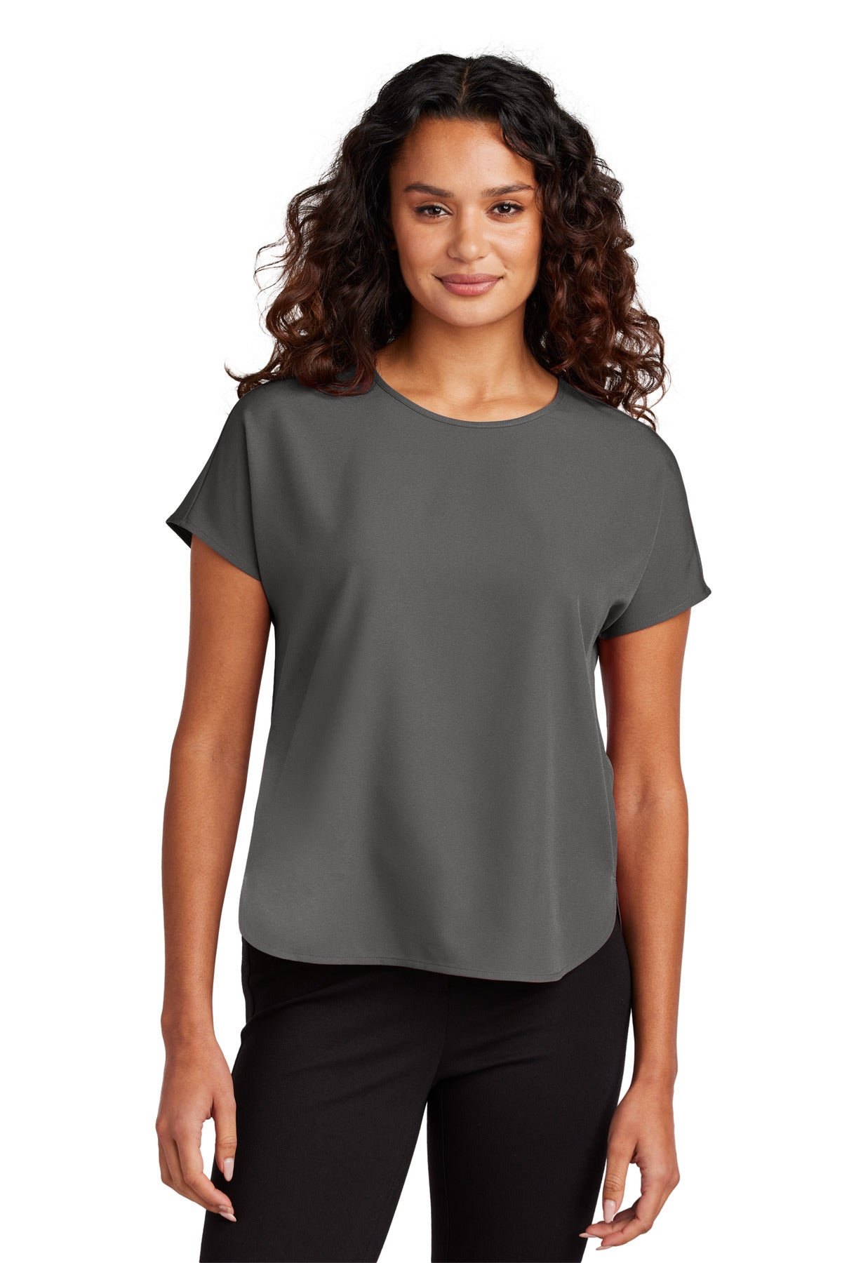 Mercer+Mettle Women's Stretch Crepe Crew MM2015 in Anchor Grey