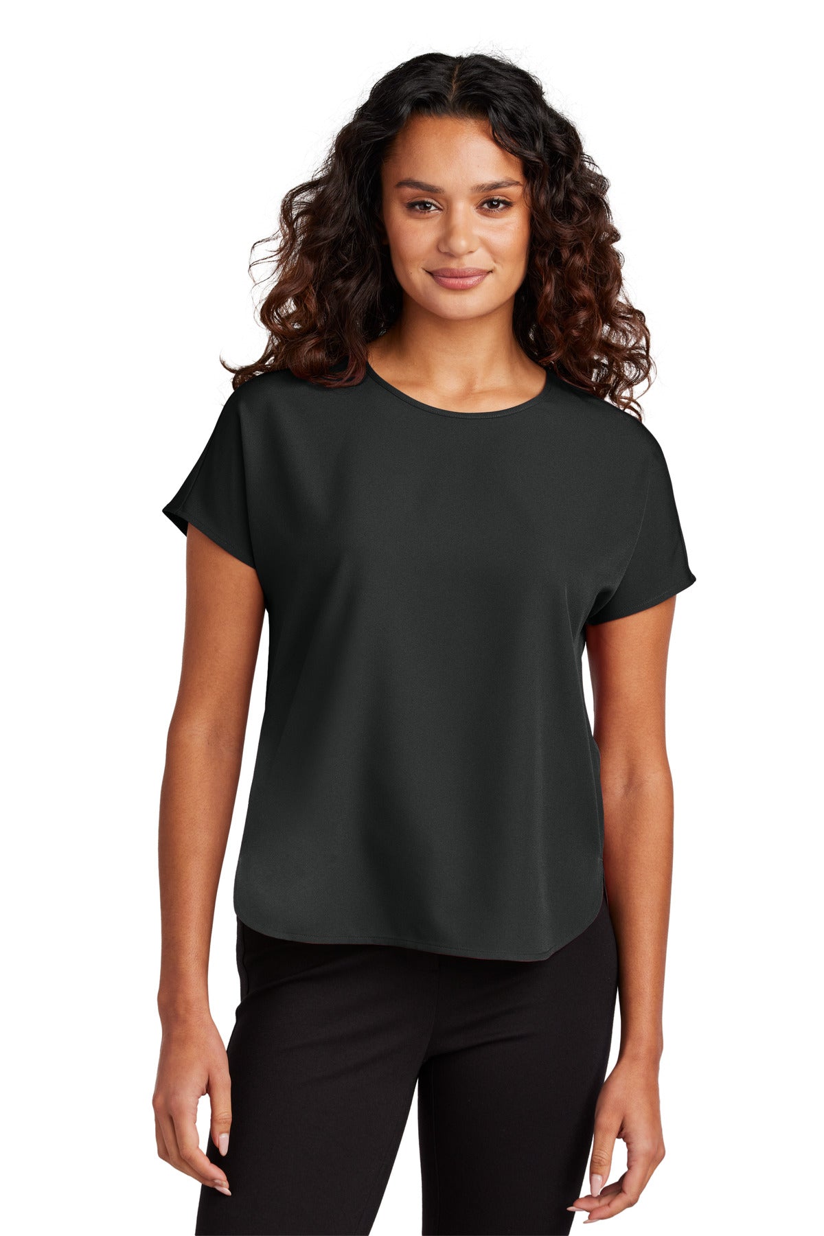 Mercer+Mettle Women's Stretch Crepe Crew MM2015 in Deep Black