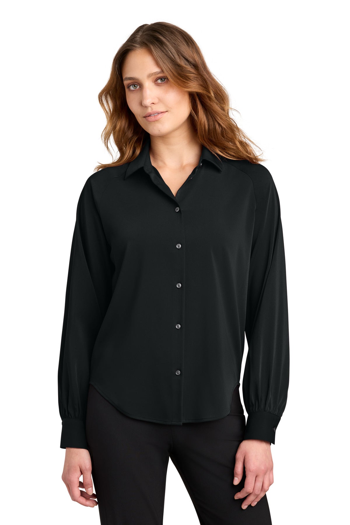 Mercer+Mettle Women's Long Sleeve Buttery Soft Blouse MM2017 in Deep Black