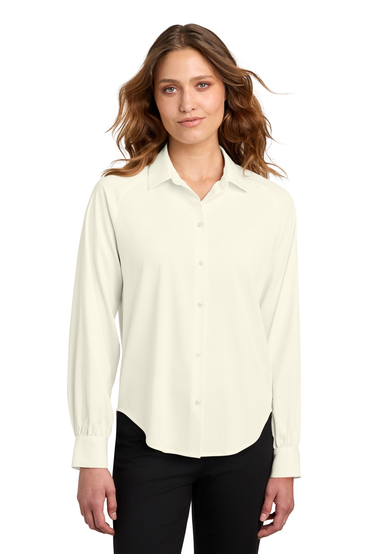 Mercer+Mettle Women's Long Sleeve Buttery Soft Blouse MM2017 in Ivory Chiffon
