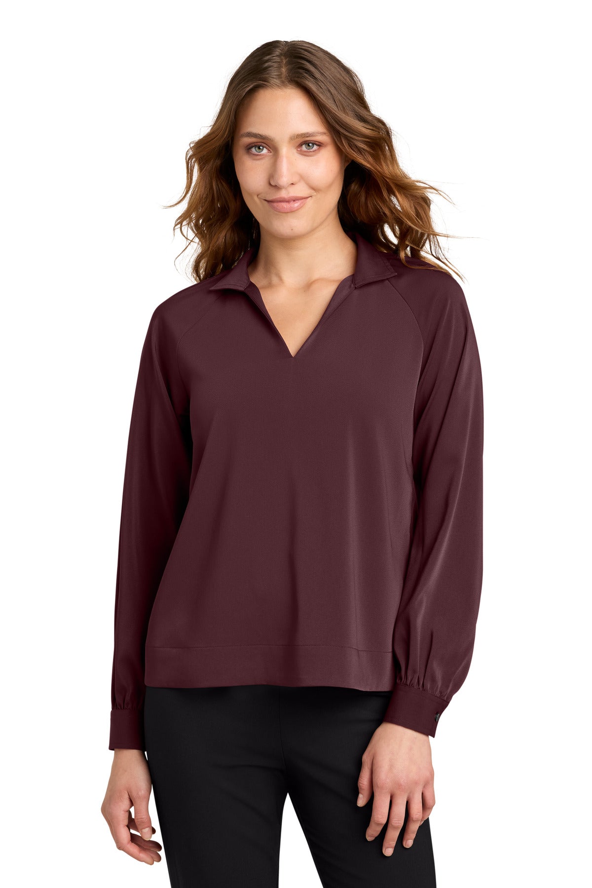 Mercer+Mettle Women's Long Sleeve Buttery Soft Popover Blouse MM2019 in Dark Raisin