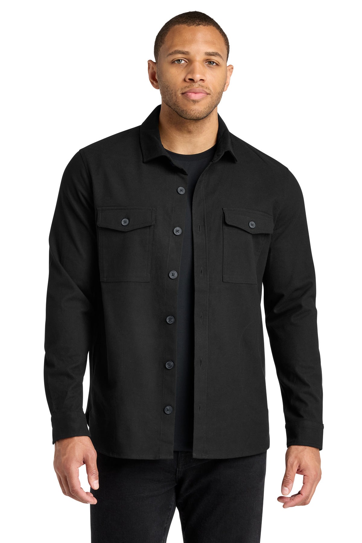 Mercer+Mettle Long Sleeve Twill Overshirt MM2020 in Deep Black