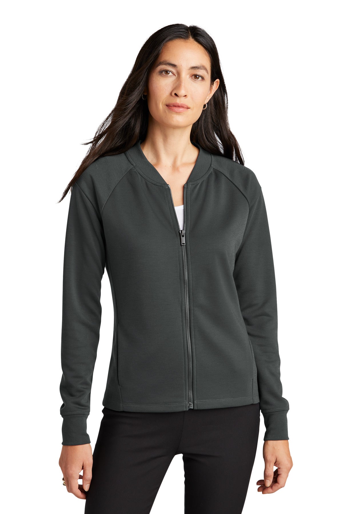Mercer+Mettle Women's Double-Knit Bomber MM3001 in Anchor Grey