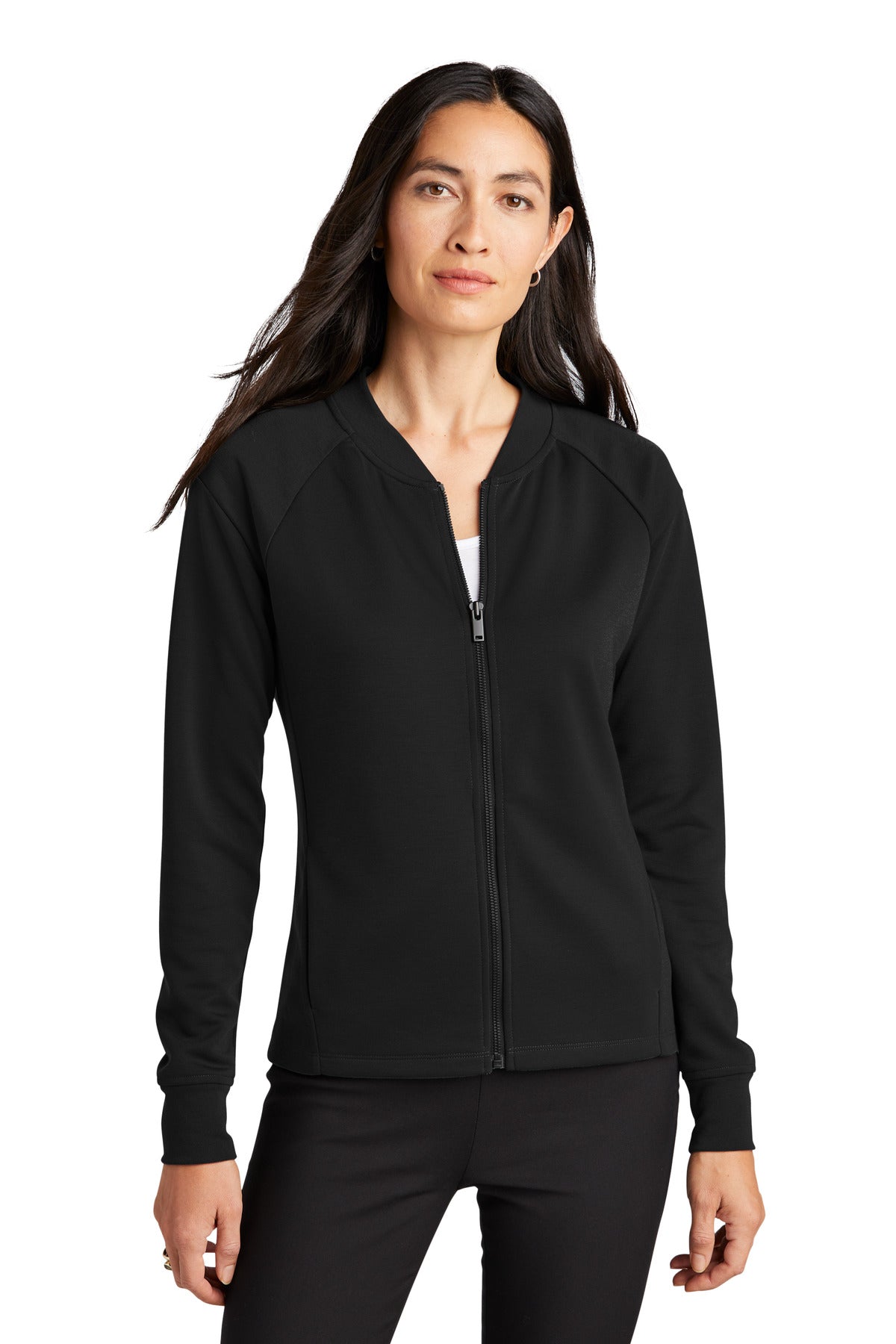 Mercer+Mettle Women's Double-Knit Bomber MM3001 in Deep Black