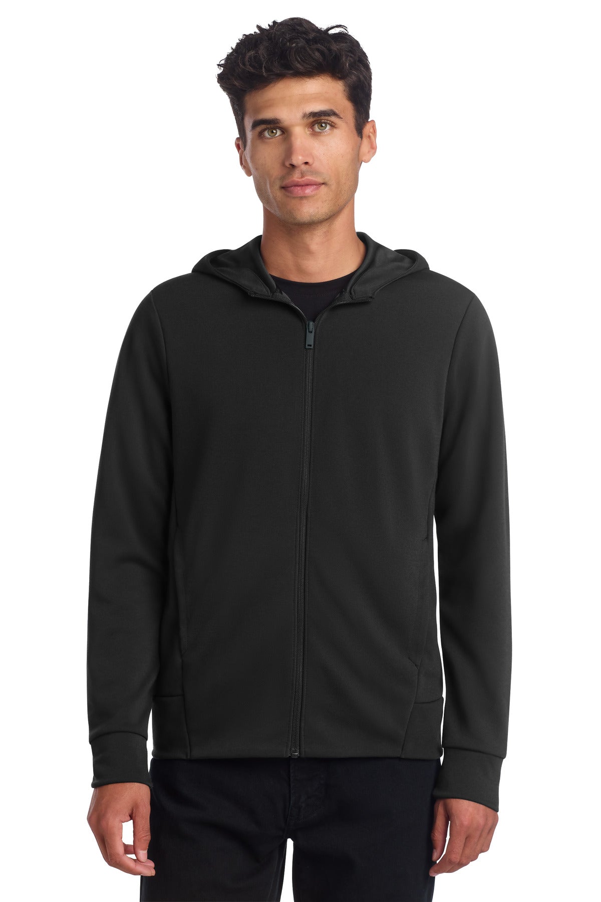 Mercer+Mettle Double-Knit Full-Zip Hoodie MM3002 in Deep Black