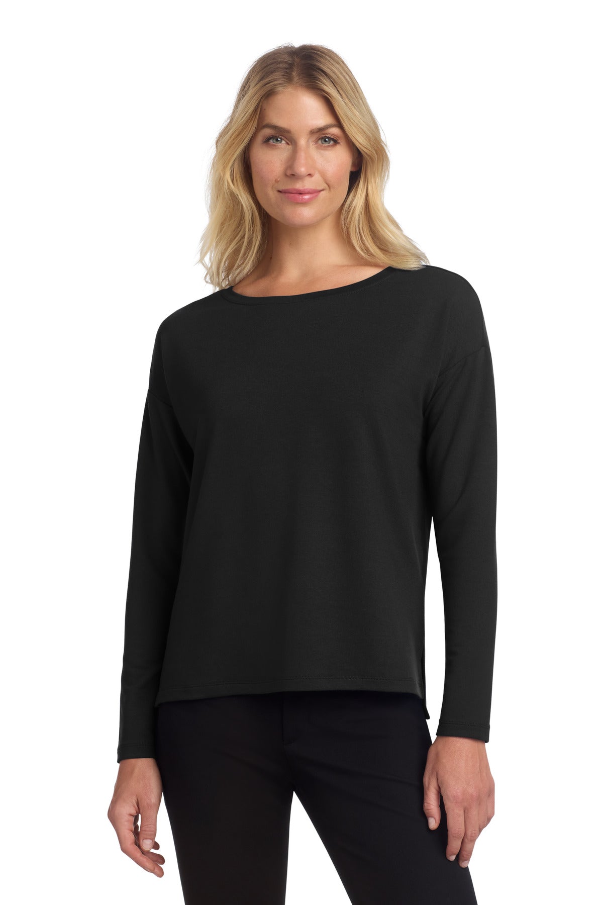 Mercer+Mettle Women's Stretch Drop Shoulder Pullover MM3013 in Deep Black