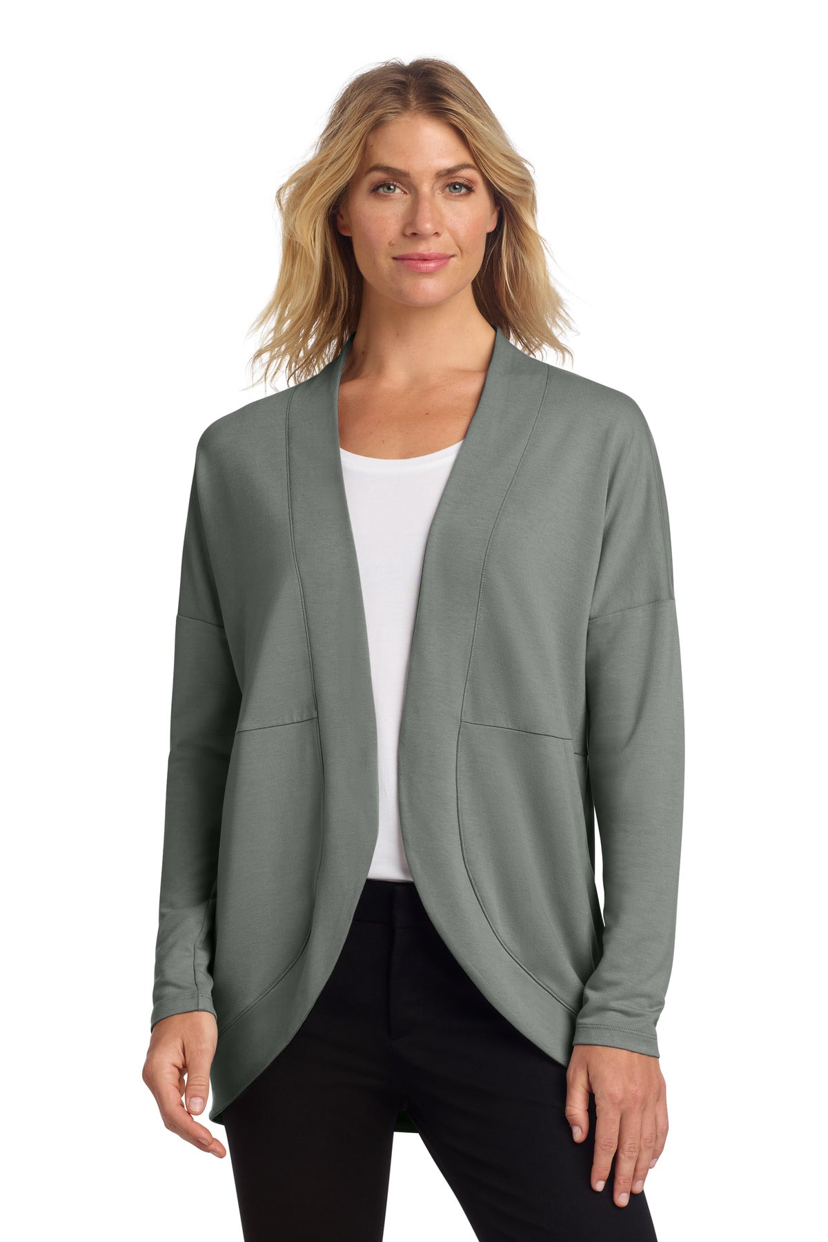 Mercer+Mettle Women's Stretch Open-Front Cardigan MM3015 in Gusty Grey