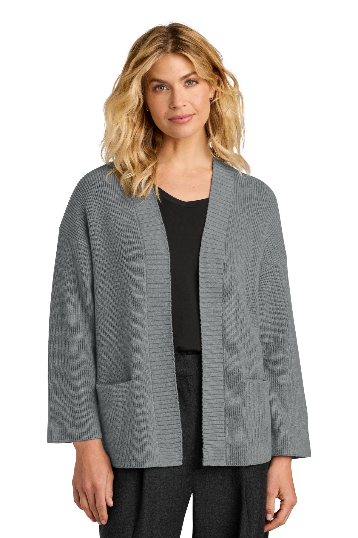 Mercer+Mettle Women's Open Cardi MM3021 in Gusty Grey Heather