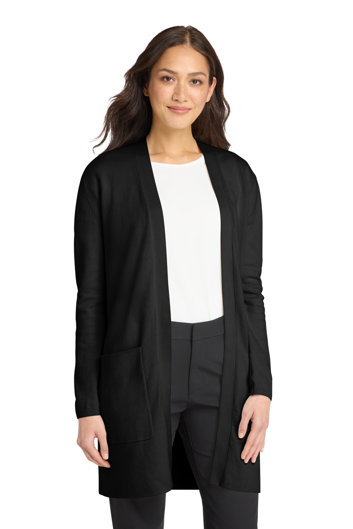 Mercer+Mettle Women's Open-Front Cardigan Sweater MM3023 in Deep Black