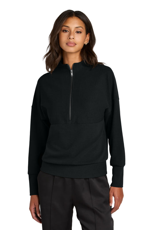 Mercer+Mettle Women's Linear Texture 1/4-Zip MM3041 in Deep Black