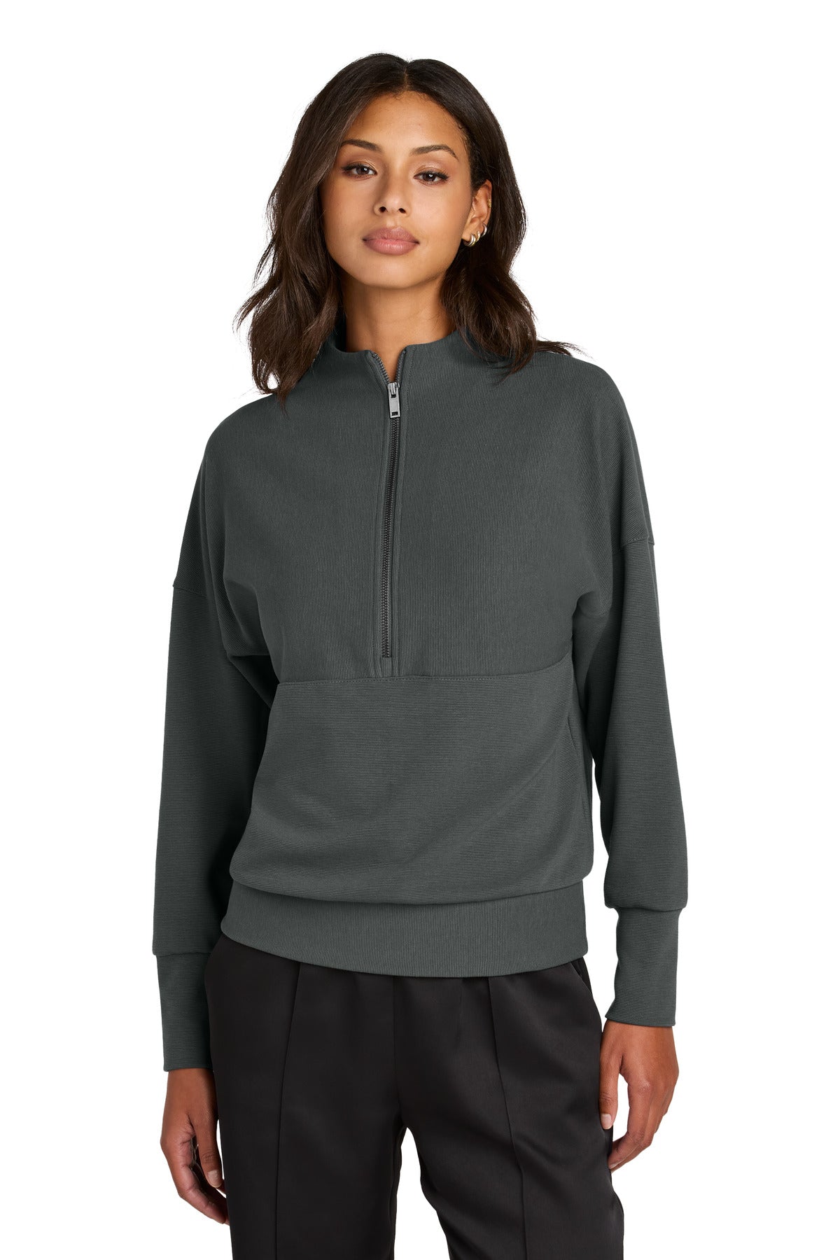 Mercer+Mettle Women's Linear Texture 1/4-Zip MM3041 in Storm Grey