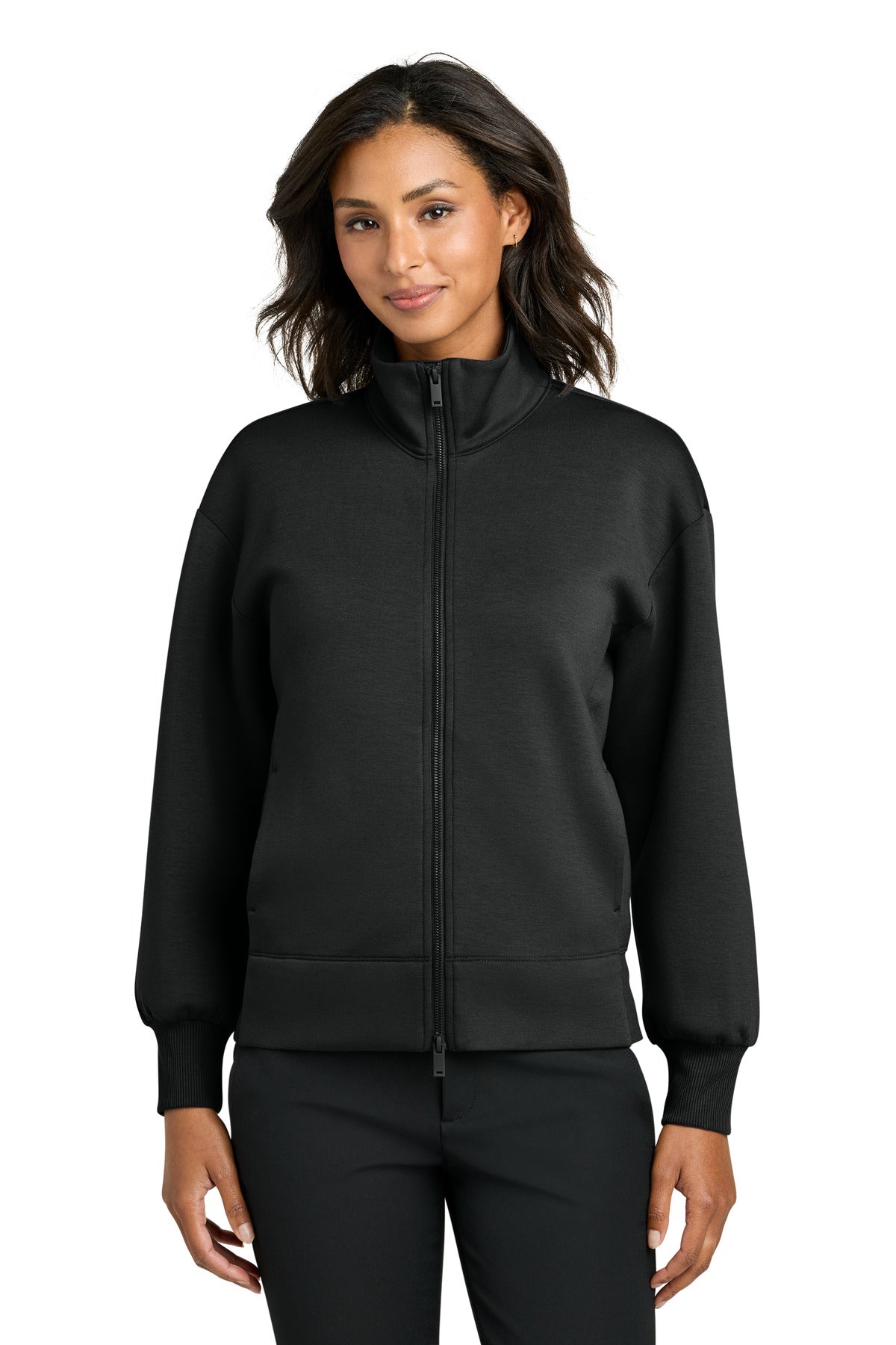 Mercer+Mettle Women's Soft Spacer Full-Zip MM3103 in Deep Black