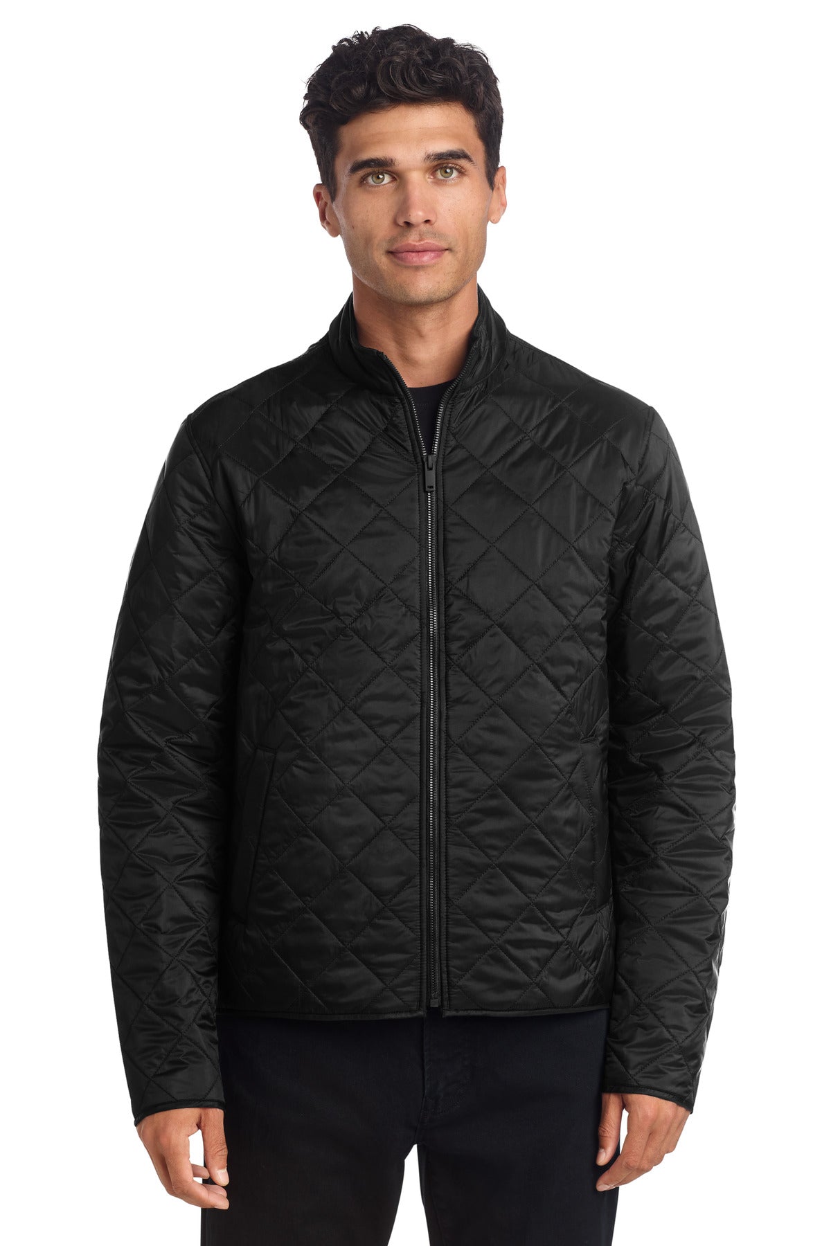 Mercer+Mettle Quilted Full-Zip Jacket MM7200 in Deep Black