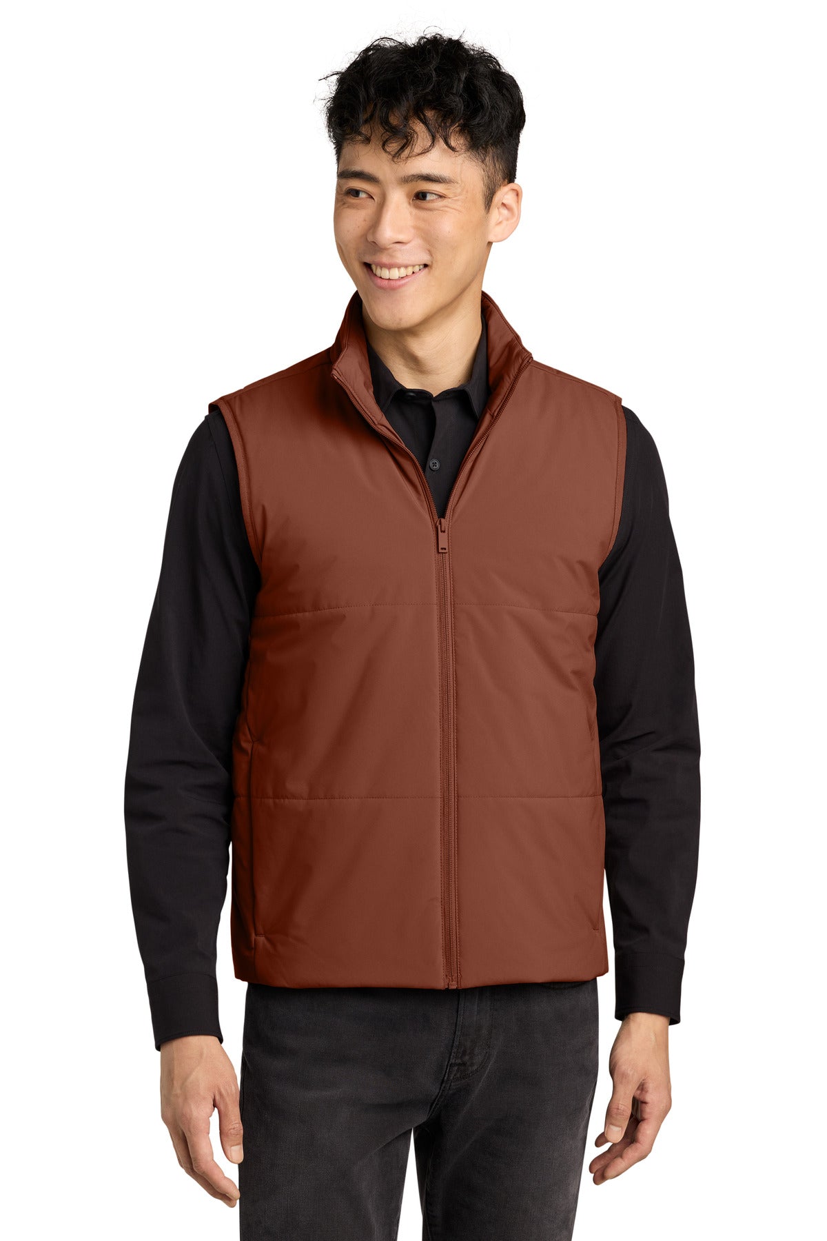 Mercer+Mettle Brookline Quilted Vest MM7222 in Dark Sienna