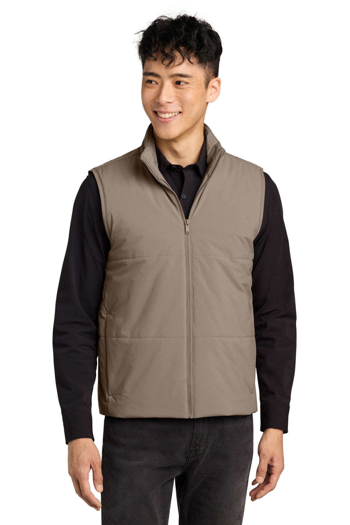 Mercer+Mettle Brookline Quilted Vest MM7222 in Warm Taupe