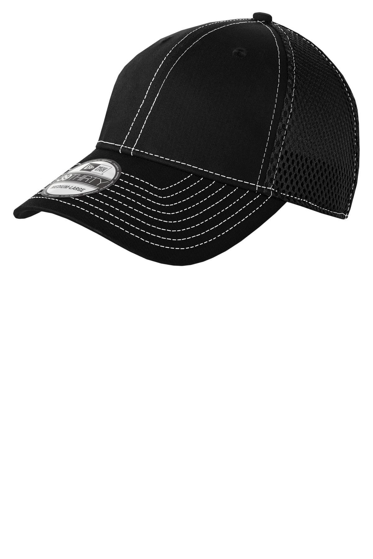 New Era - Stretch Mesh Contrast Stitch Cap. NE1120 in Black/ White