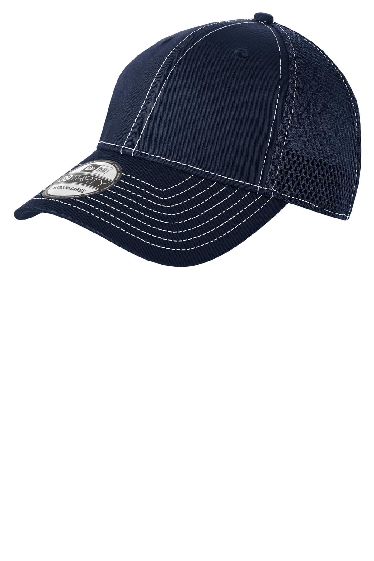 New Era - Stretch Mesh Contrast Stitch Cap. NE1120 in Deep Navy/ White