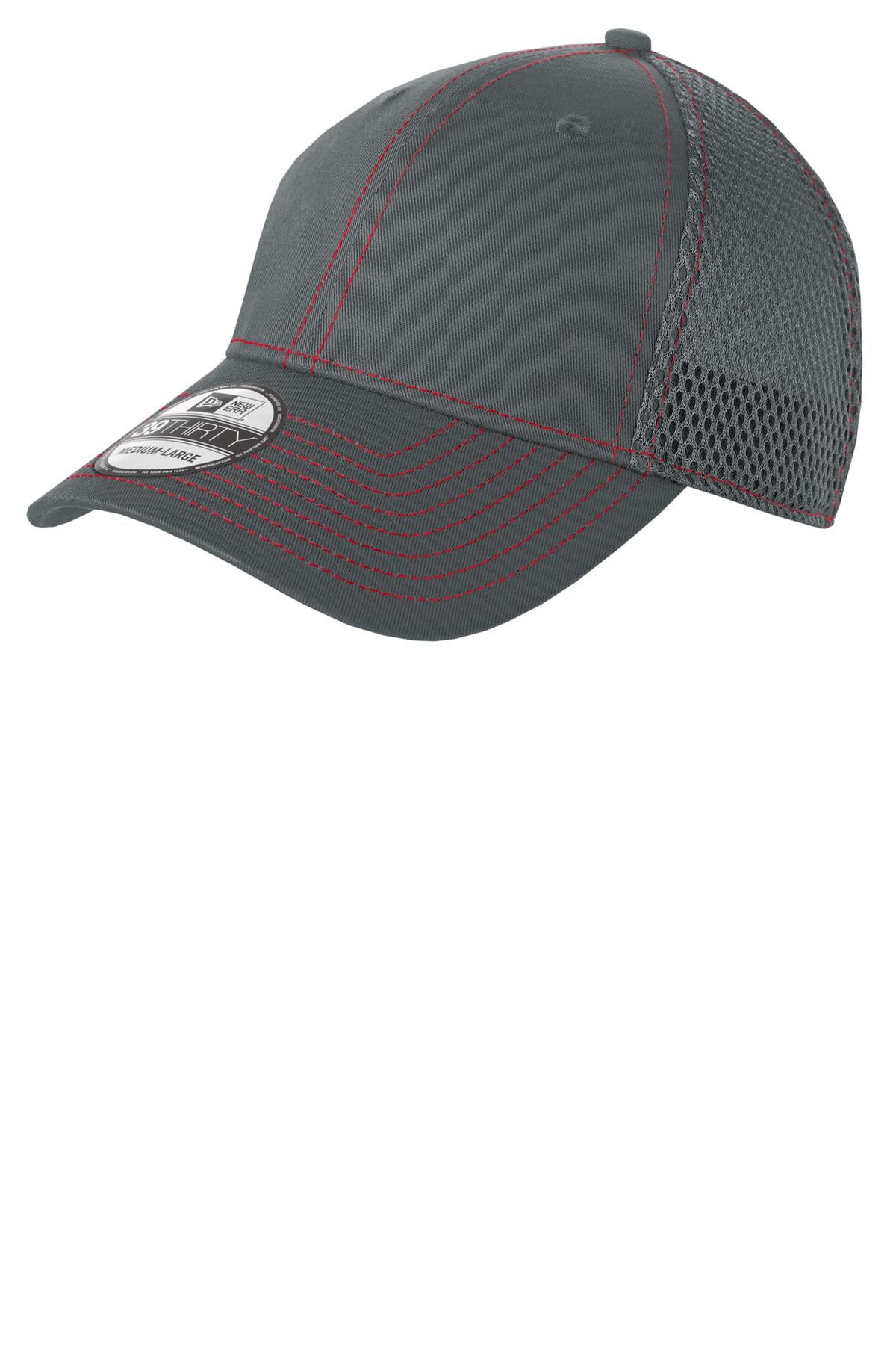 New Era - Stretch Mesh Contrast Stitch Cap. NE1120 in Graphite/ Red