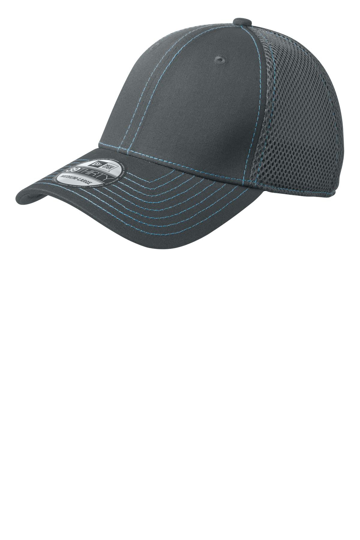 New Era - Stretch Mesh Contrast Stitch Cap. NE1120 in Graphite/ Vice Blue