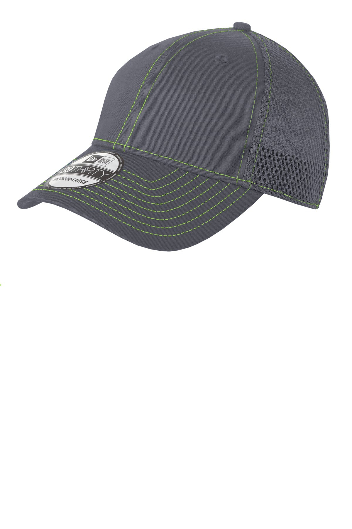 New Era - Stretch Mesh Contrast Stitch Cap. NE1120 in Graphite/ Cyber Green
