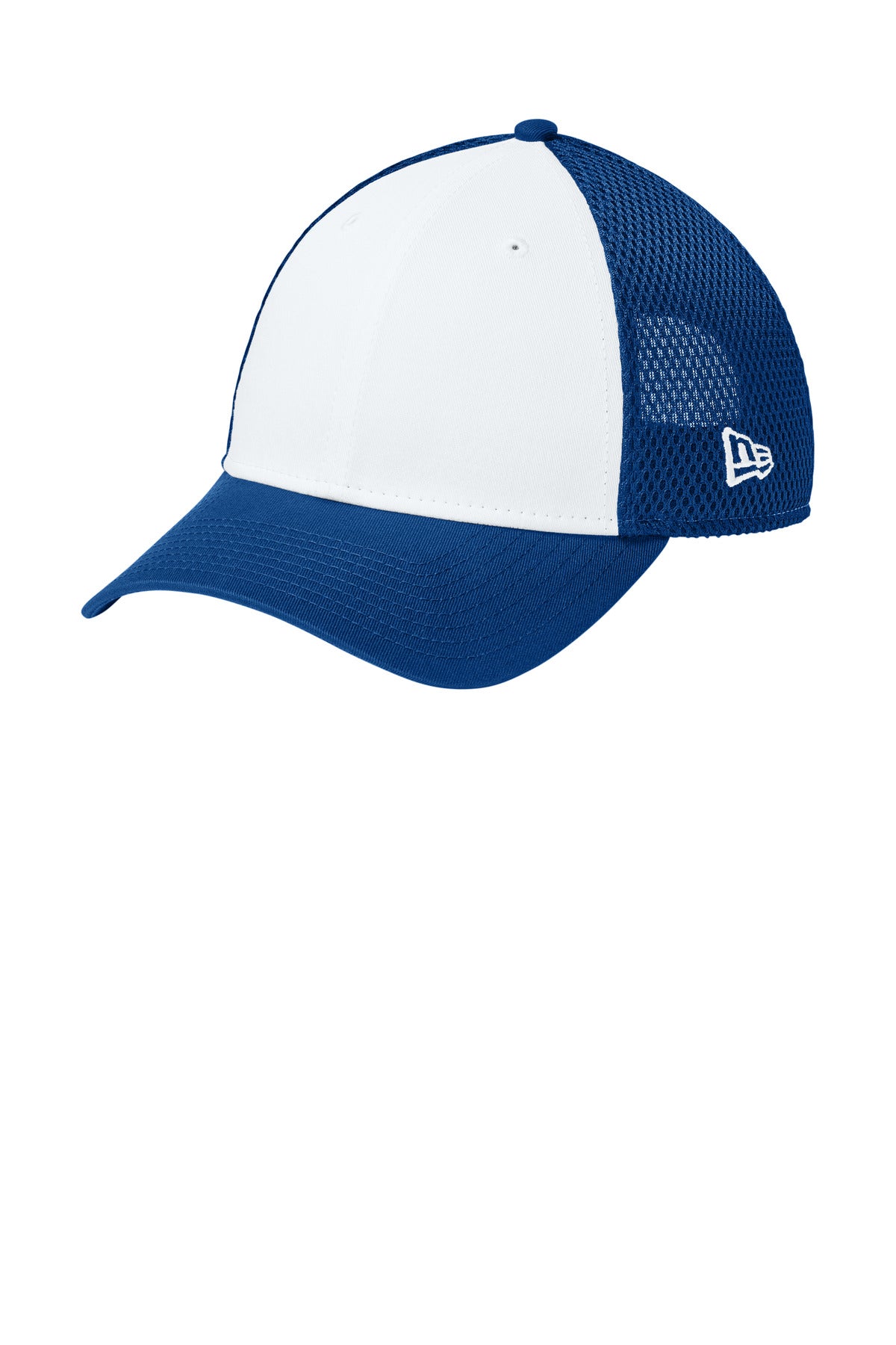 New Era Snapback Contrast Front Mesh Cap. NE204 in Flag White/ Royal