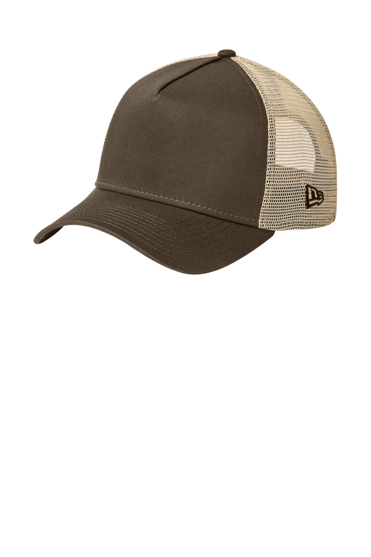 New Era Snapback Trucker Cap. NE205 in Flag Chocolate/ Khaki