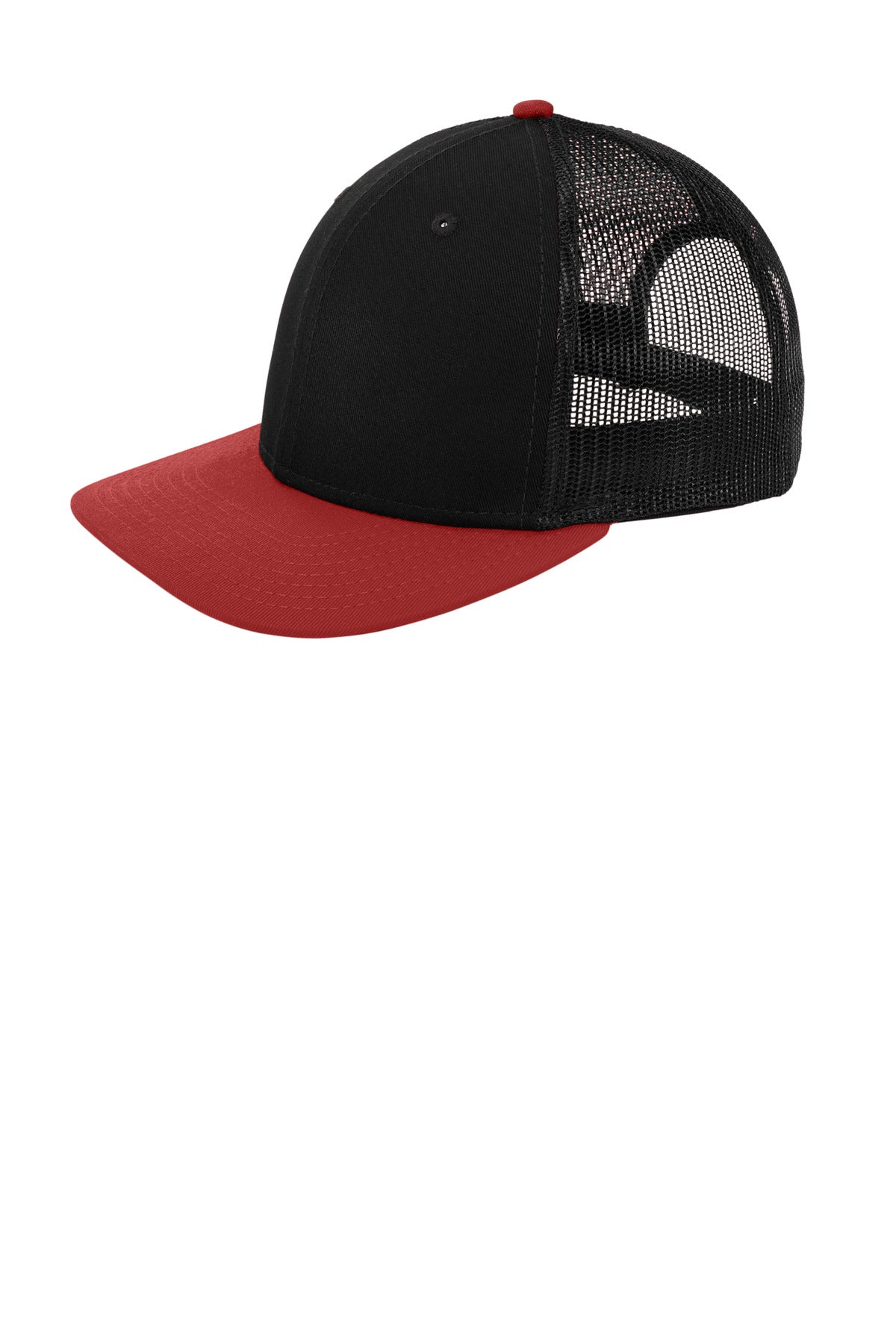 New Era   Snapback Low Profile Trucker Cap   NE207 in Black/ Scarlet