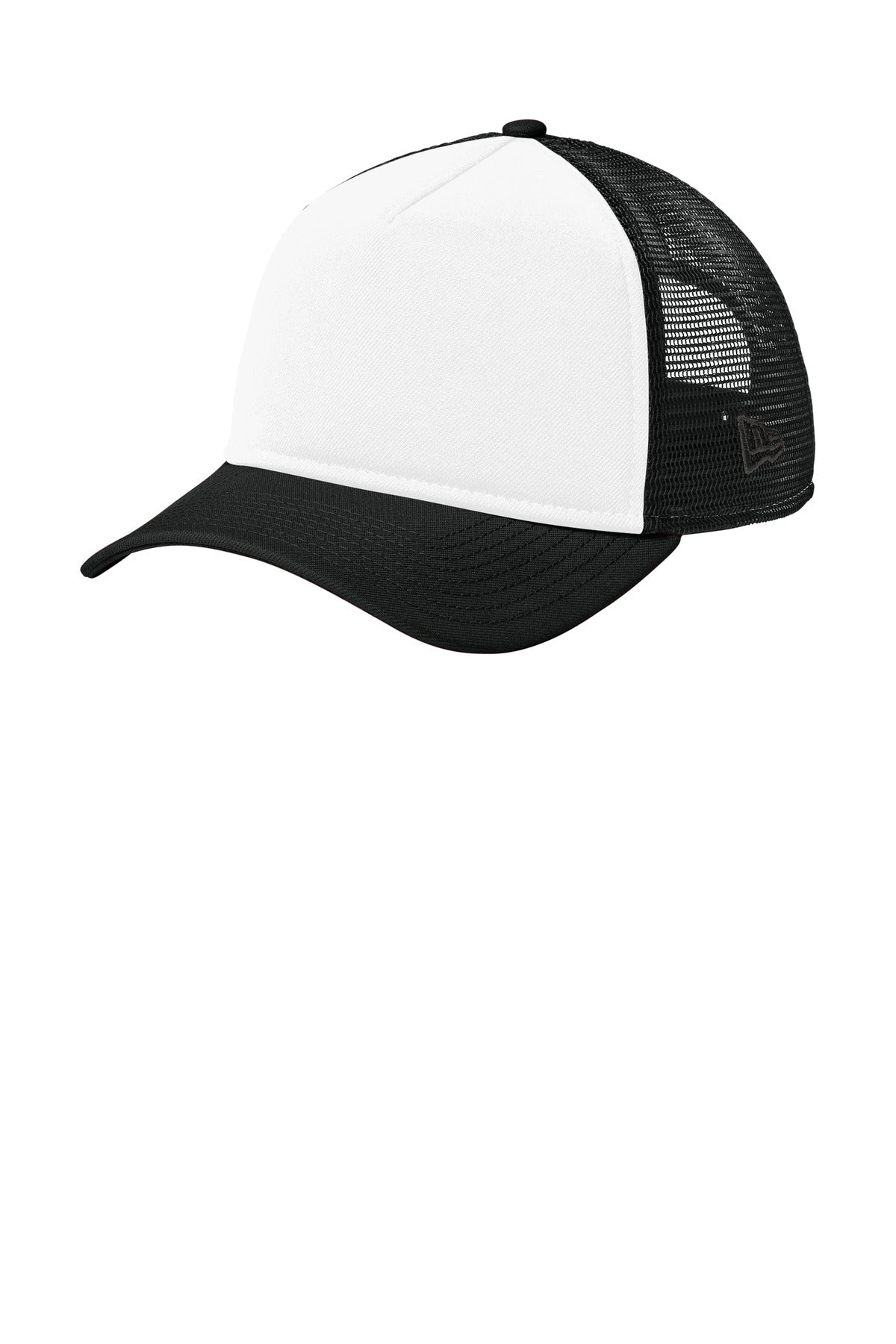 New Era A-Frame Snapback Mesh Back Cap NE212 in Flag White/ Black/ Black