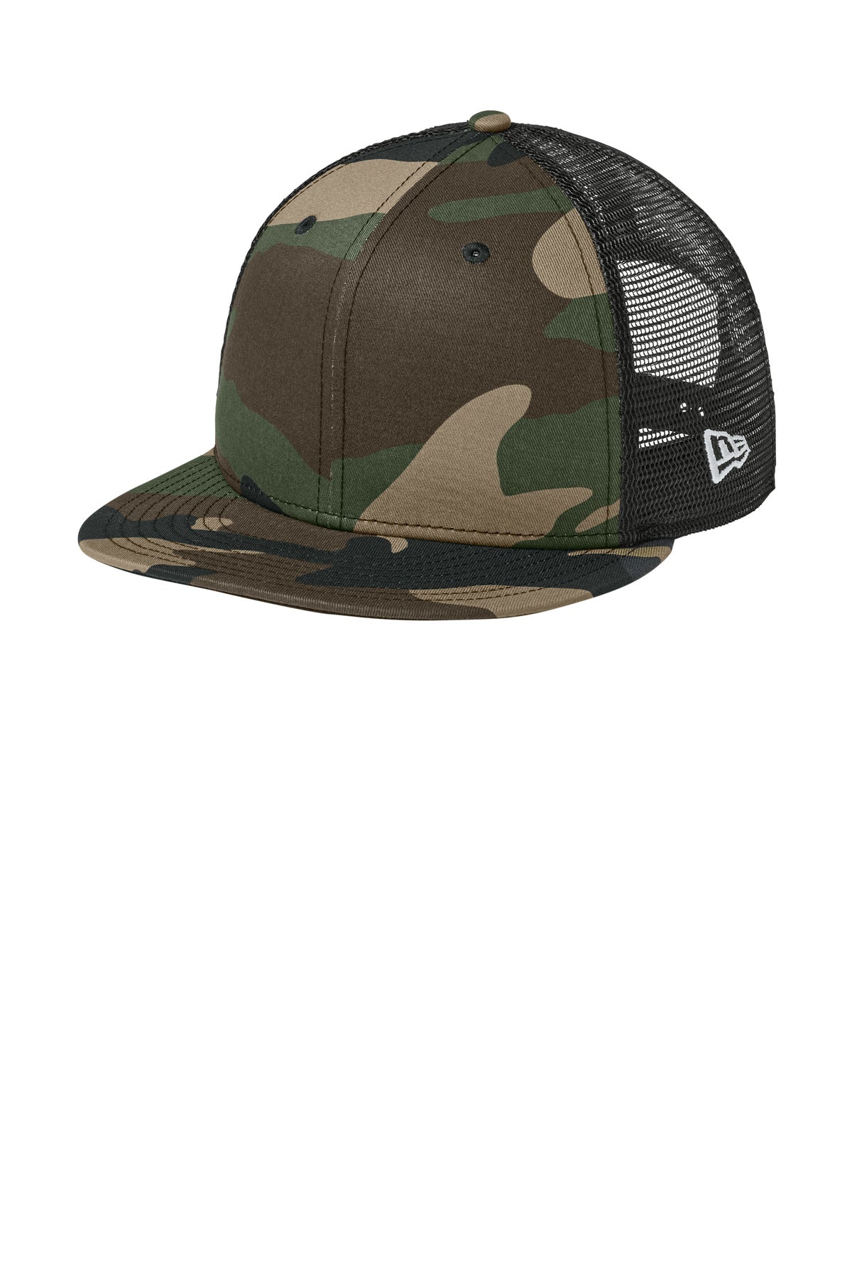 New Era Standard Fit Snapback Trucker Cap NE4030 in Flag Camo/ Black