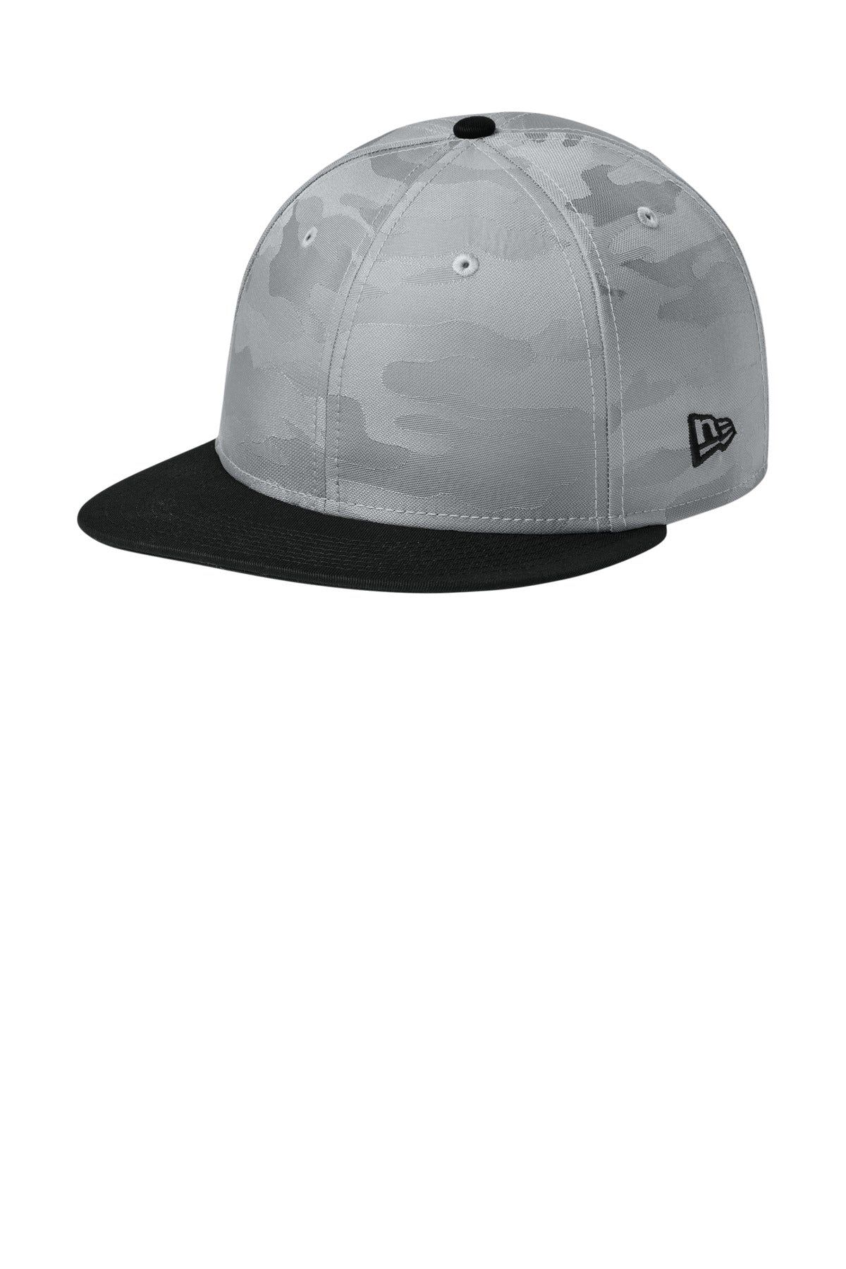 New Era  Camo Flat Bill Snapback Cap NE407 in Flag Black/ Rainstorm Grey Camo