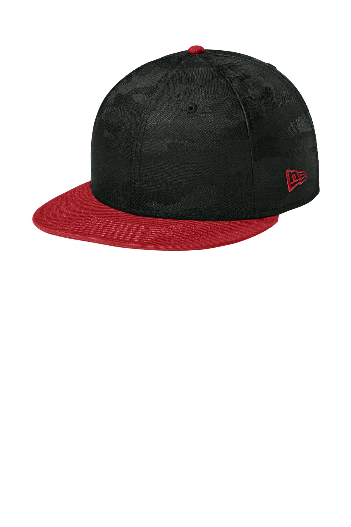 New Era  Camo Flat Bill Snapback Cap NE407 in Flag Scarlet/ Black Camo