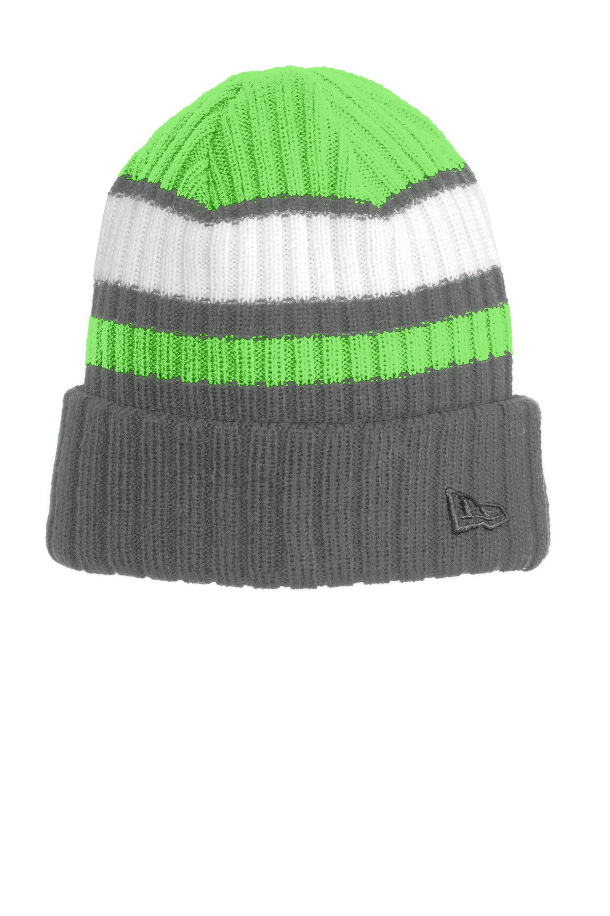 New Era Ribbed Tailgate Beanie. NE903 in Cyber Green/ Graphite