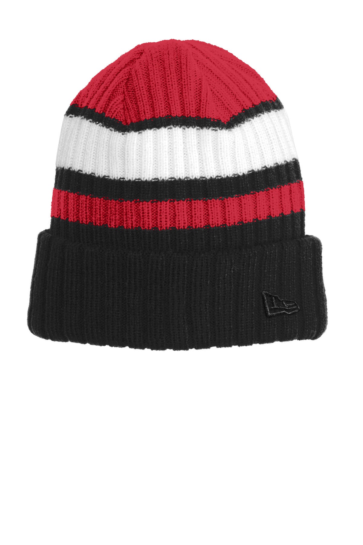 New Era Ribbed Tailgate Beanie. NE903 in Red/ Black