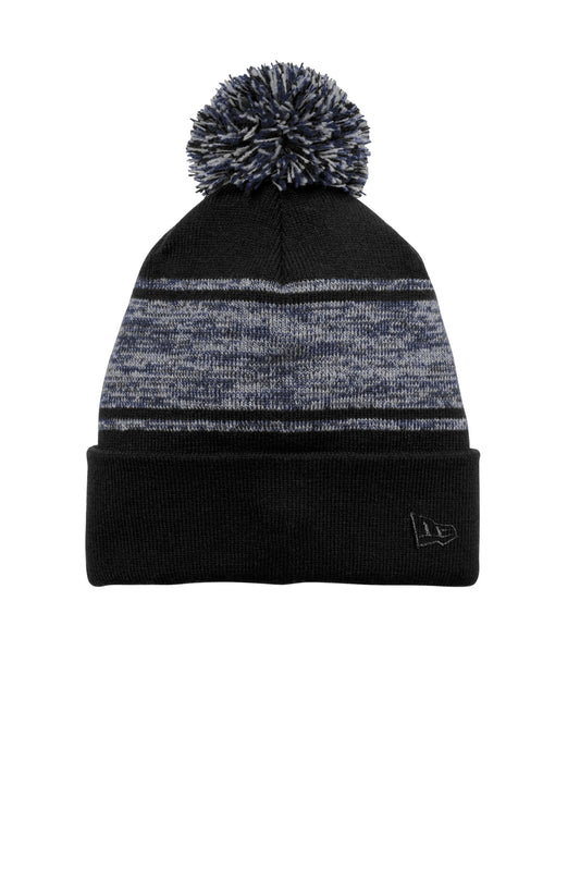 New Era Knit Chilled Pom Beanie NE909 in Black/ Deep Navy