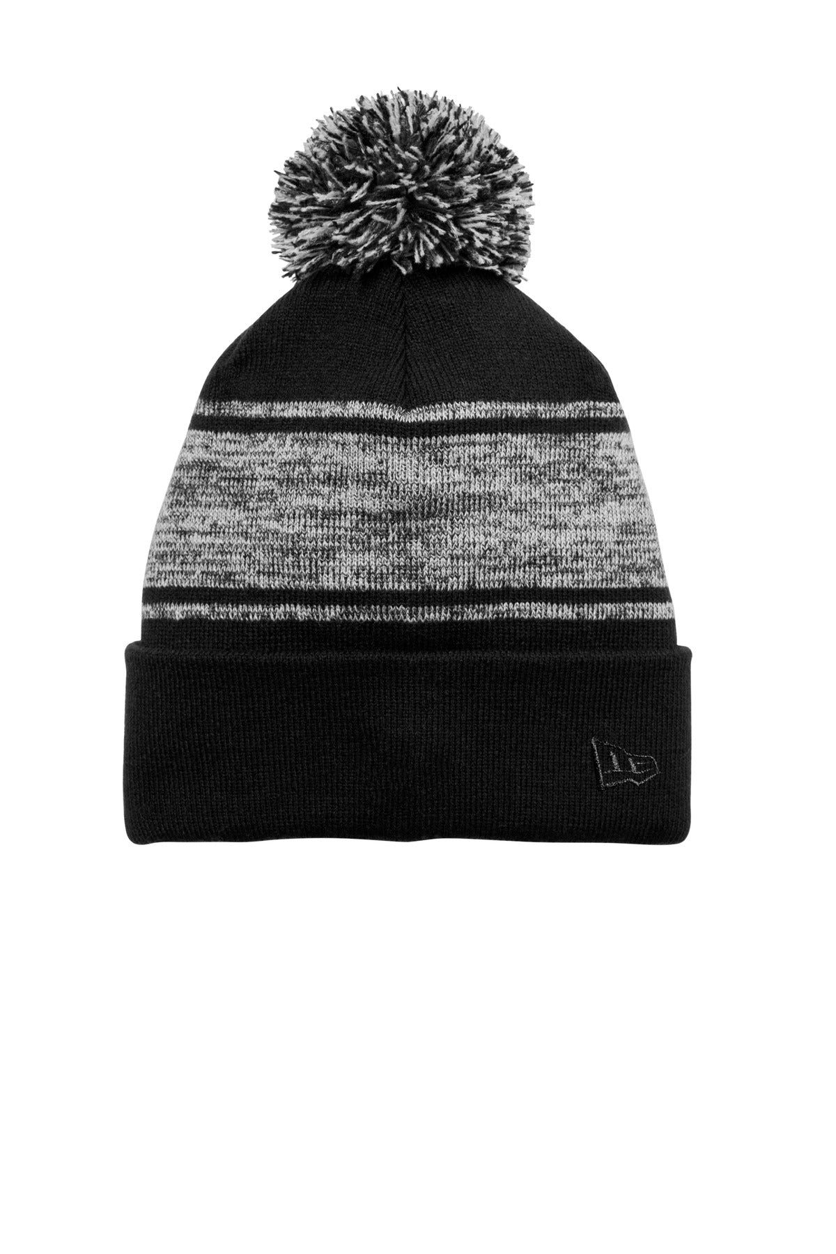 New Era Knit Chilled Pom Beanie NE909 in Black/ Graphite