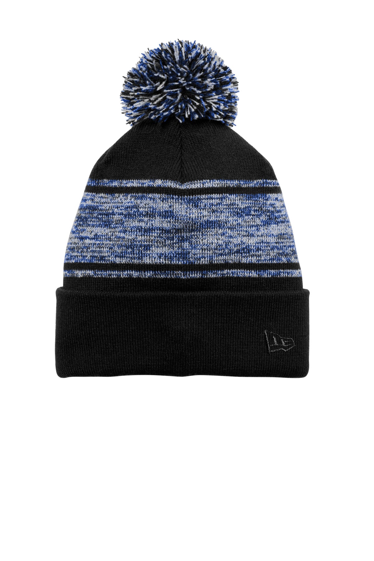New Era Knit Chilled Pom Beanie NE909 in Black/ Royal