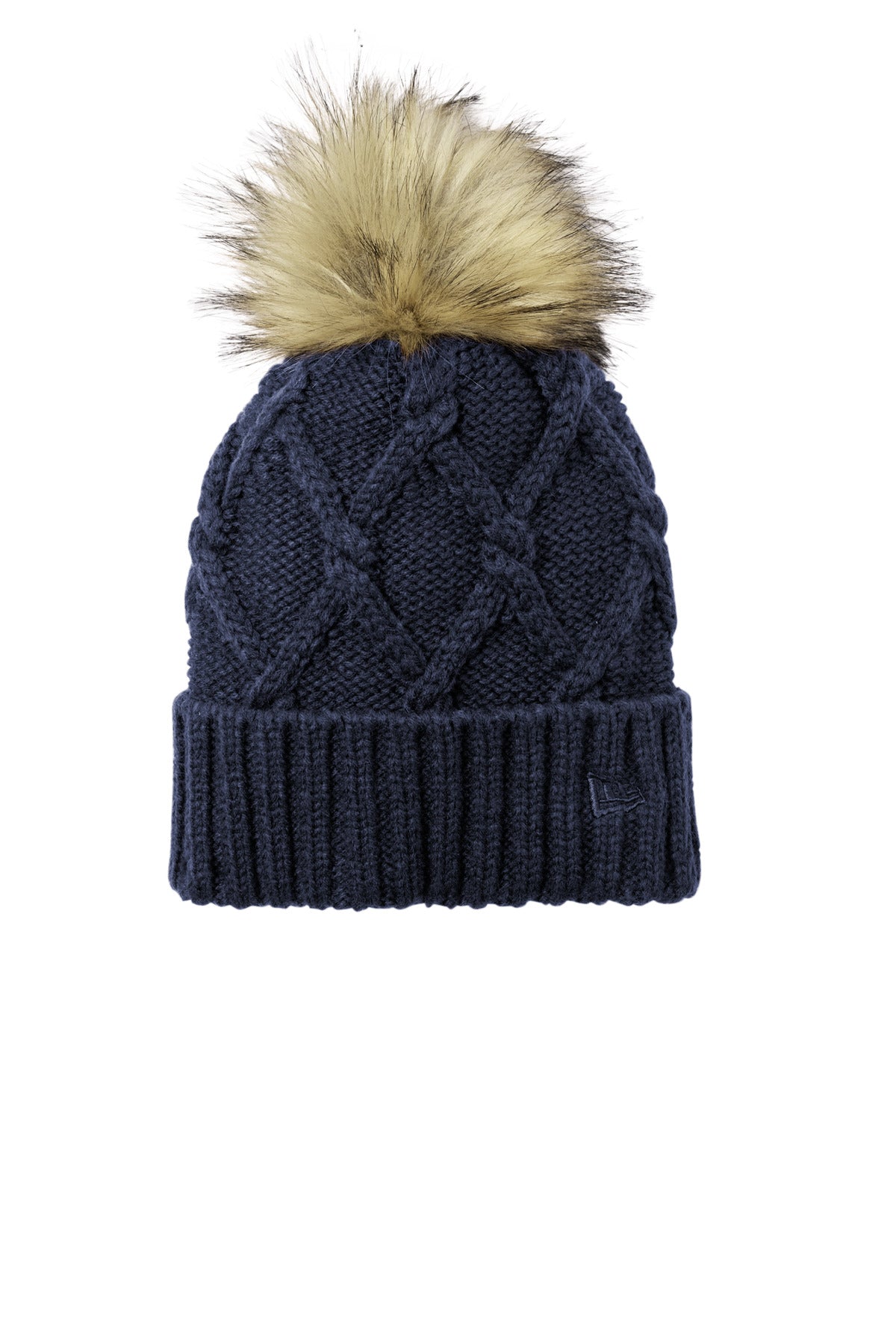 New Era Faux Fur Pom Beanie NE911 in Deep Navy
