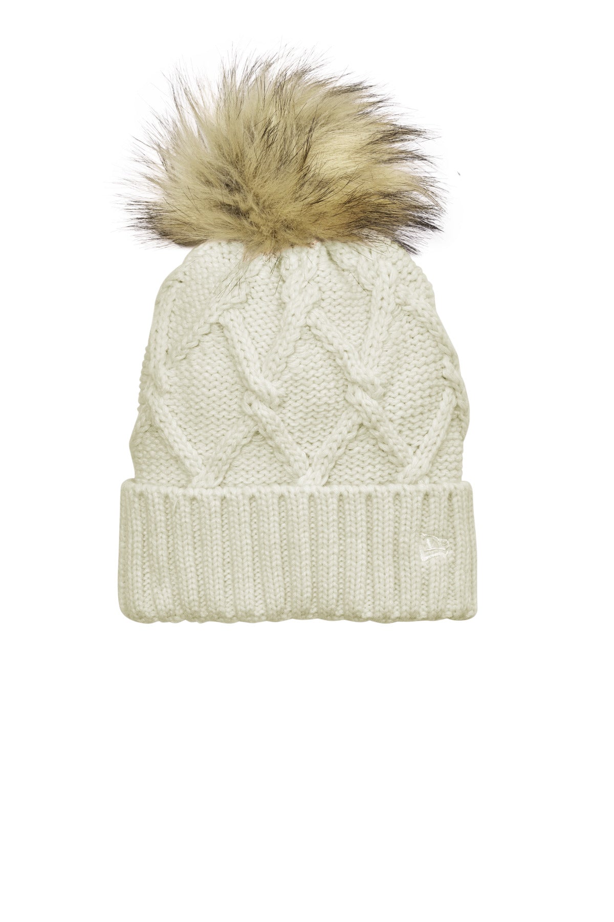 New Era Faux Fur Pom Beanie NE911 in Ivory