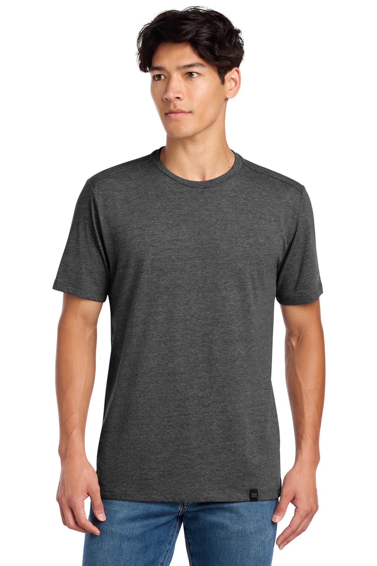 New Era  Heritage Blend Crew Tee. NEA100 in Black Heather