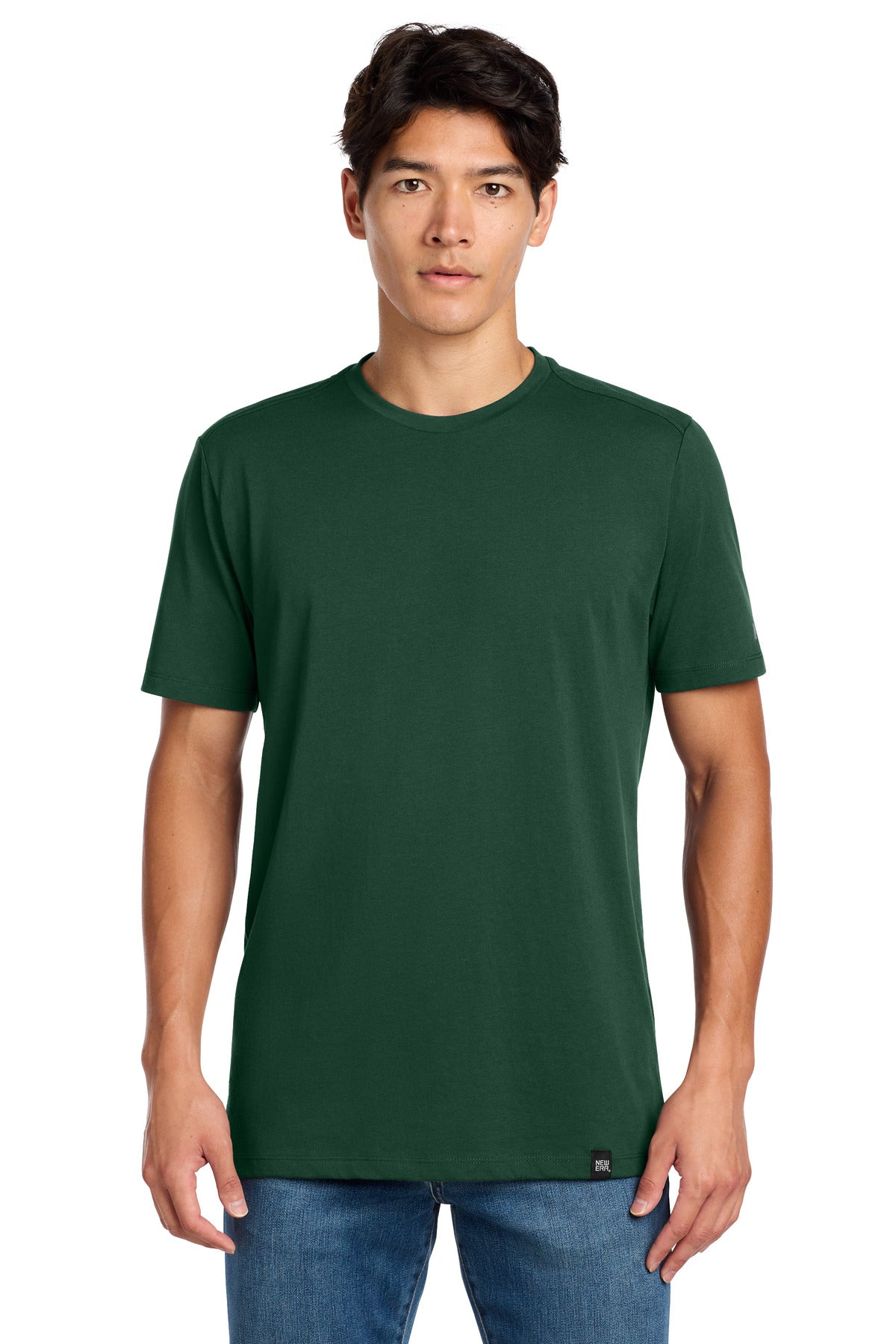New Era  Heritage Blend Crew Tee. NEA100 in Dark Green