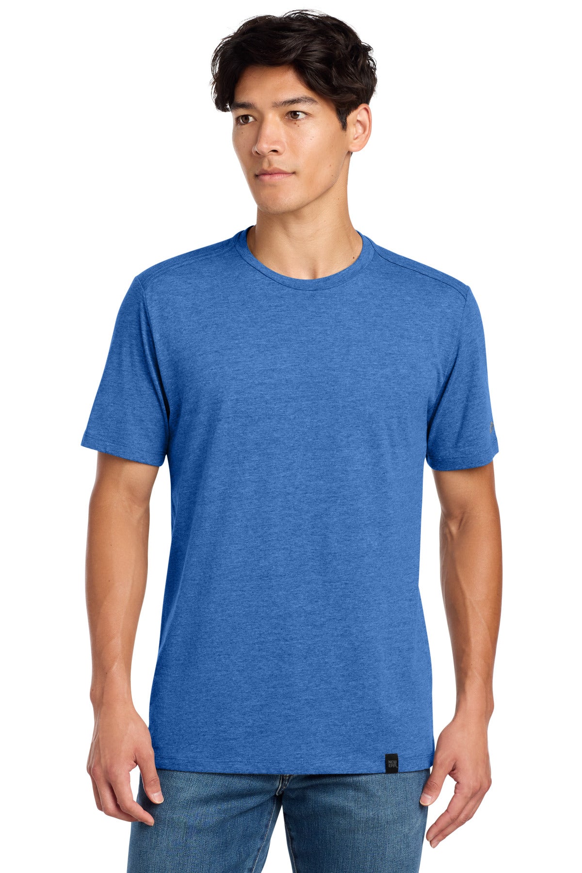 New Era  Heritage Blend Crew Tee. NEA100 in Royal Heather