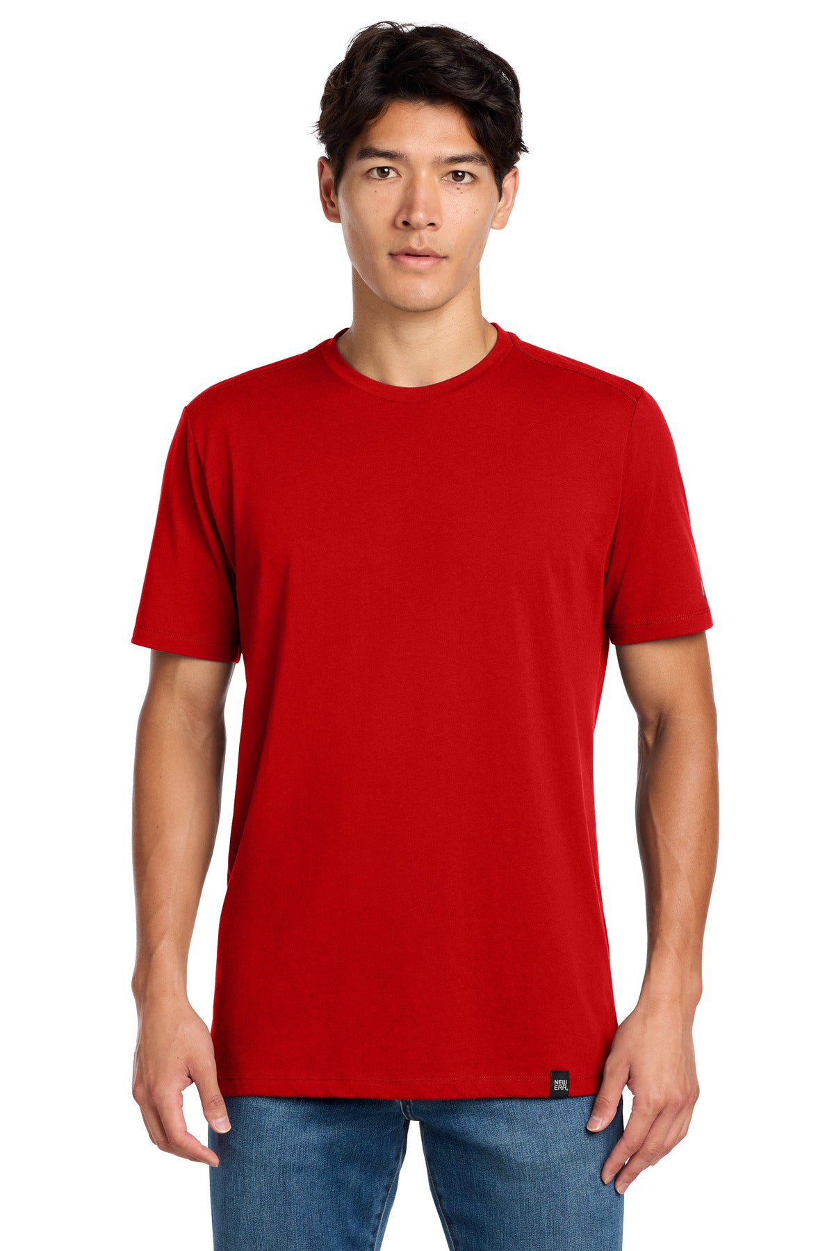 New Era  Heritage Blend Crew Tee. NEA100 in Scarlet