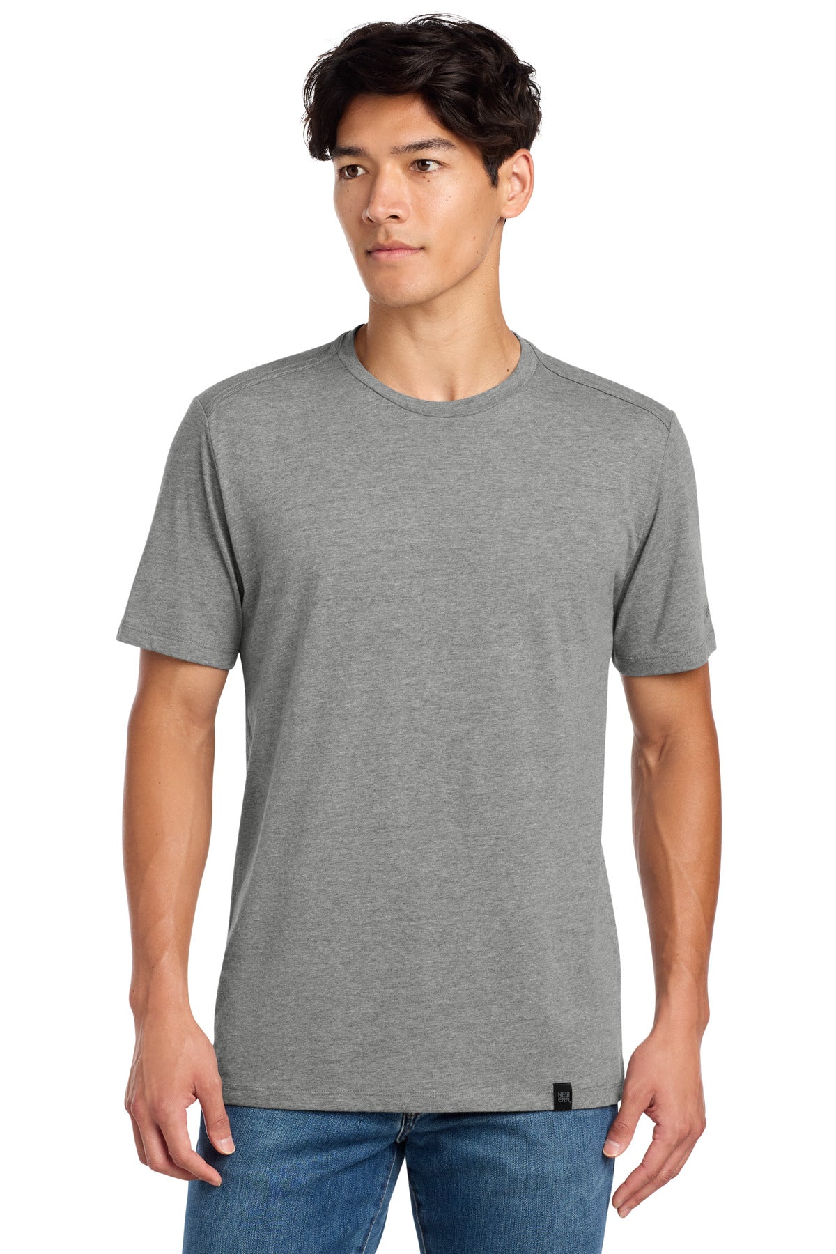 New Era  Heritage Blend Crew Tee. NEA100 in Shadow Grey Heather