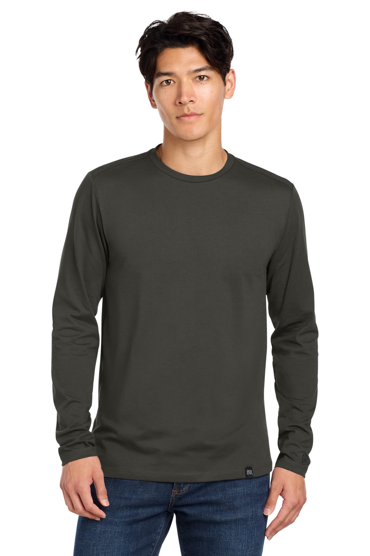 New Era  Heritage Blend Long Sleeve Crew Tee. NEA102 in Graphite