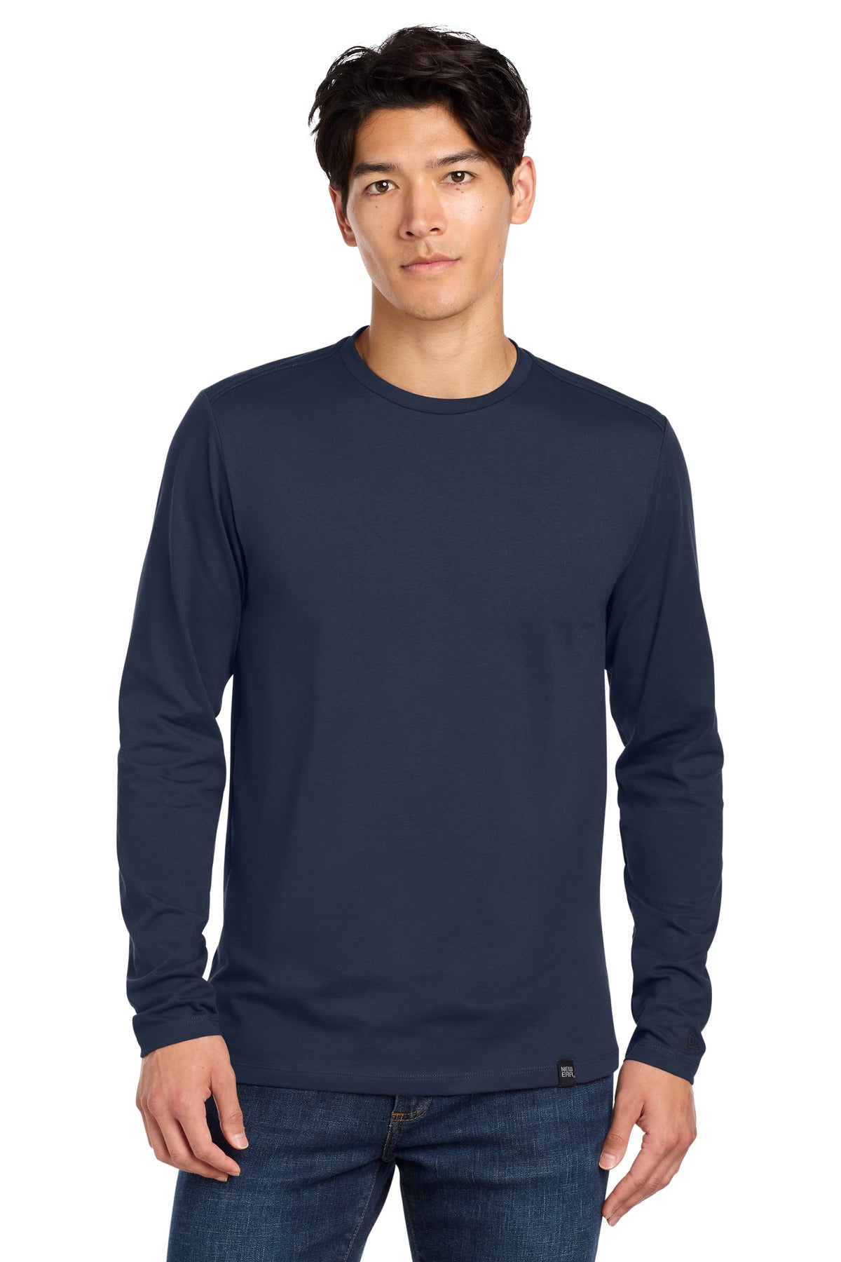 New Era  Heritage Blend Long Sleeve Crew Tee. NEA102 in True Navy